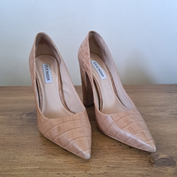 Steve Madden Heels Womens Size 9M Tan Brown Prance Pumps Crocodile Pointed Toe - Picture 14 of 15